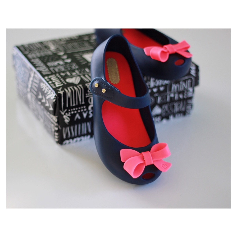 COPY - Mini Melissa navy & pink ultragirl bow